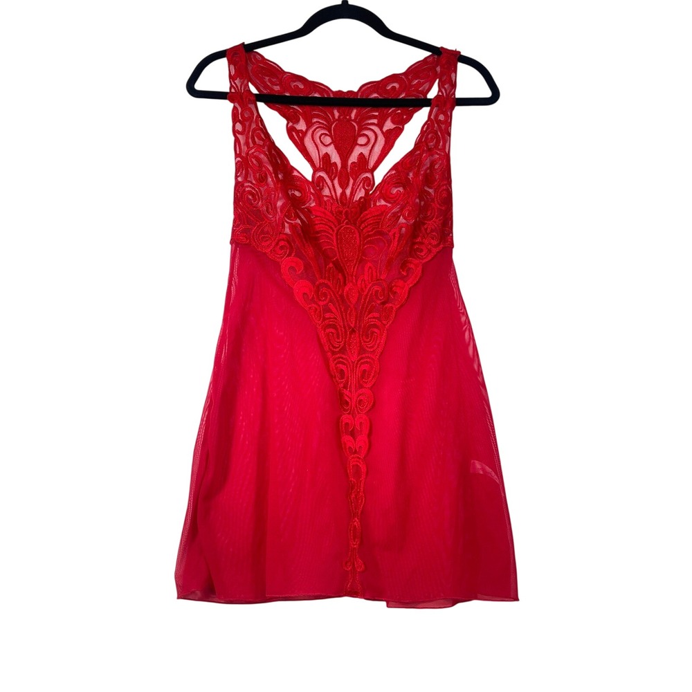 Th la la Chéri Red Lace Babydoll‎ Chemise Lingerie Racerback XL